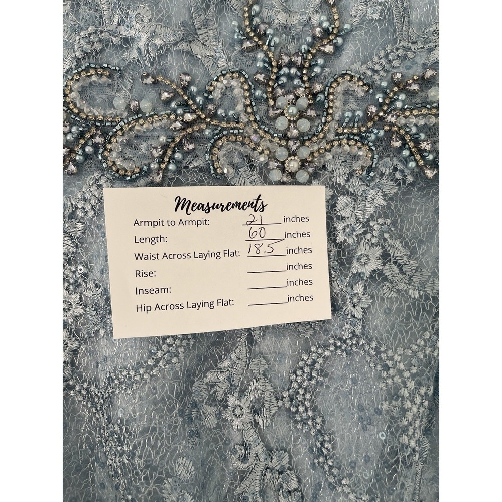 MAC DUGGAL 79430 Slate Blue Lace Embellished Cap Sleeve A-Line Size 14 $798 - Picture 7 of 8